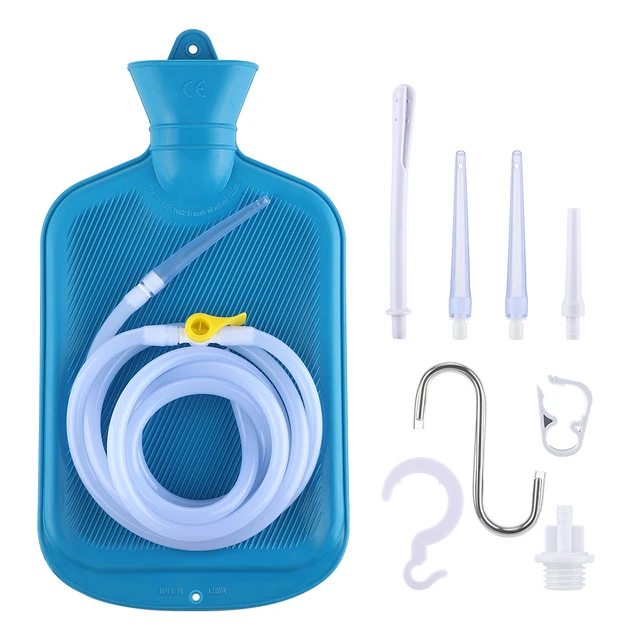 2L Enema Bag Kit Reusable Silicone Vaginal Anal Washing with 4 Nozzles Colon Cleansing Water Detoxified Health Care