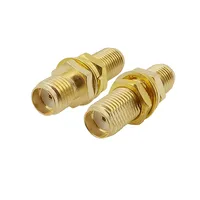 SMA Straight Female to Female Jack RF Coaxial Coax Adapter SMA Connector With Threaded Gasket Bulkhead Panel Mount O-Ring 3