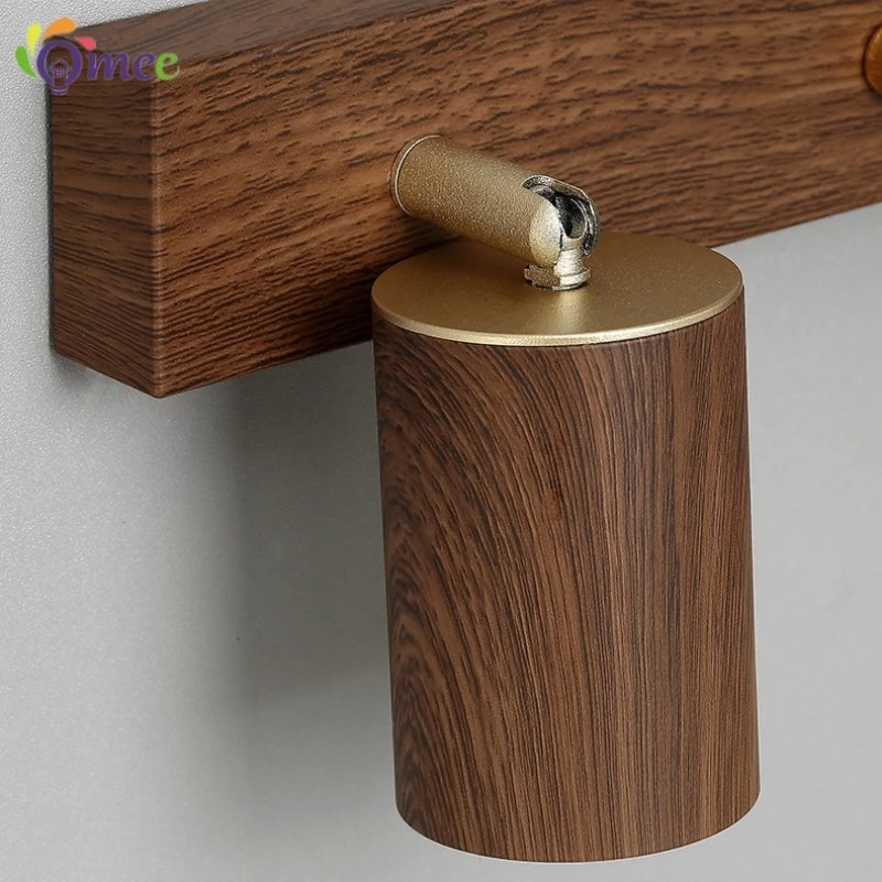 Light Luxury Modern Wood Decorative Wall Lamp Personalized Corridor Parlor Study Bedroom Bedside LED Lighting Fixtures Mirror La