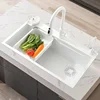Stainless Steel White Kitchen Sinks Home Raindance Waterfall Nano Large Single-slot Dishwashing Basin Luxury Kitchen Accessories 4