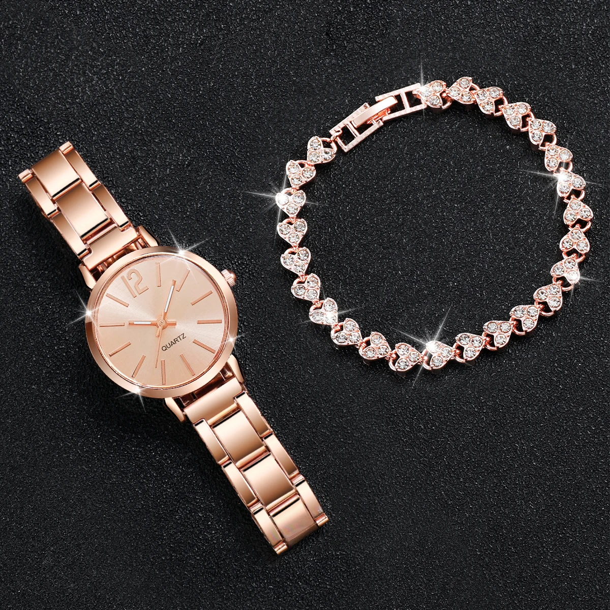 Women's Elegant temperament Watch Set Luxurious Shining Exquisite Bracelet With Simple Casual Quartz Watch Best Gift for Girsl