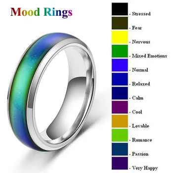 Anelli di colore che cambiano Anelli di temperatura con sensazione di emozione dell'umore in acciaio inossidabile per donne Uomini Coppie Regali di gioielleria raffinata con tono smaltato