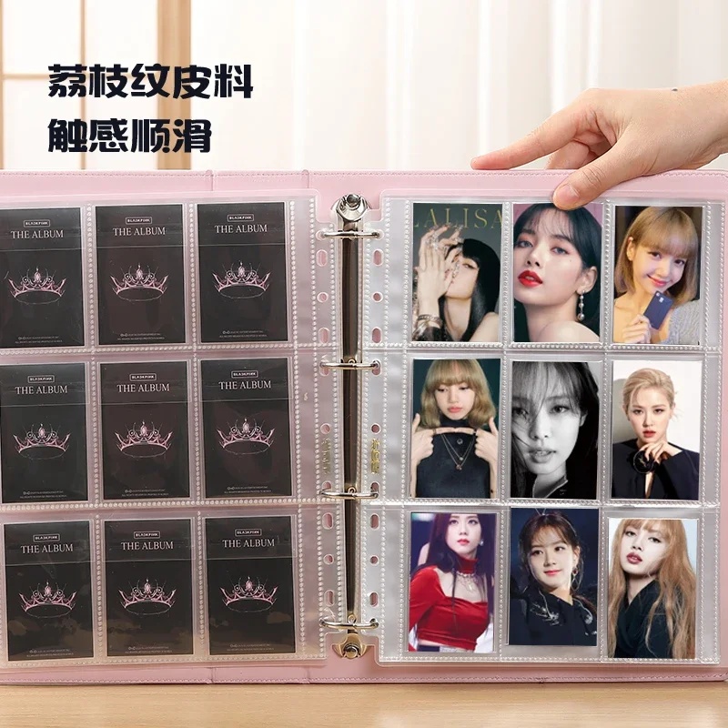 3X3 9Grid A4 Photocard Binder PU Leather D Ring 3inch Photo Holder Large Photo Album Korean Idol Collect Book 4hole