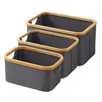 Morden Bamboo Frame Storage Basket Fabric Storage Cube Foldable Storage Basket With Capacity Stable Structure Organizing Toys 2