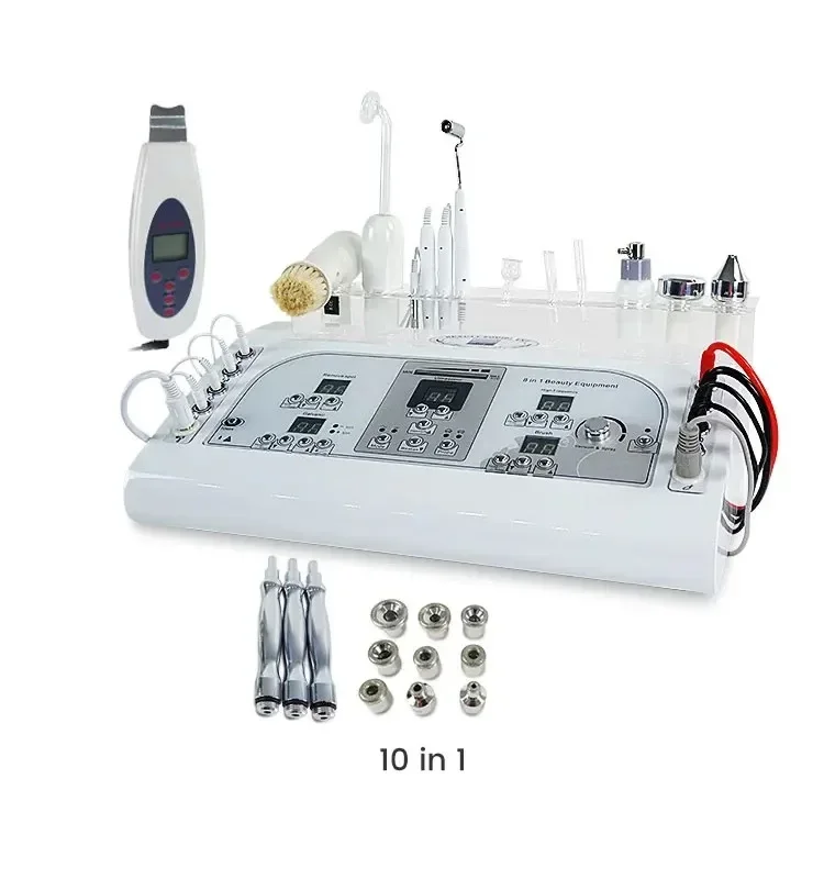 10-in-1 Advanced Facial Machine with Diamond Microdermabrasion & Ultrasonic Skin Scrubber 11 <h2 data-section-id="36yc70" data-start="4616" data-end="4675">Next-Level Skin Treatment System for High-End Clinics</h2> <p data-start="4677" data-end="4929">The <strong data-start="4681" data-end="4716">10-in-1 Advanced Facial Machine</strong> builds upon the standard multifunction platform by integrating <strong data-start="4780" data-end="4809">diamond microdermabrasion</strong> and <strong data-start="4814" data-end="4853">ultrasonic skin scrubber technology</strong>, delivering a <strong data-start="4868" data-end="4928">more intensive exfoliation and deep-cleansing experience</strong>.</p> <p data-start="4931" data-end="5042">This upgraded system is designed for clinics aiming to provide <strong data-start="4994" data-end="5041">premium, results-driven skincare treatments</strong>.</p> 10-in-1 Advanced Facial Machine with Diamond Microdermabrasion & Ultrasonic Skin Scrubber
