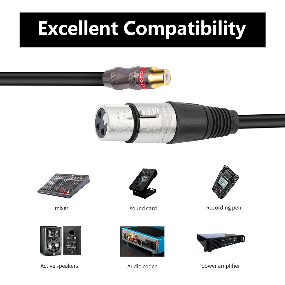 30Cm RCA Female To 3Pin-XLR Female Adapter Cable RCA Female To 3Pin-XLR Female Adapter Cord for Speaker