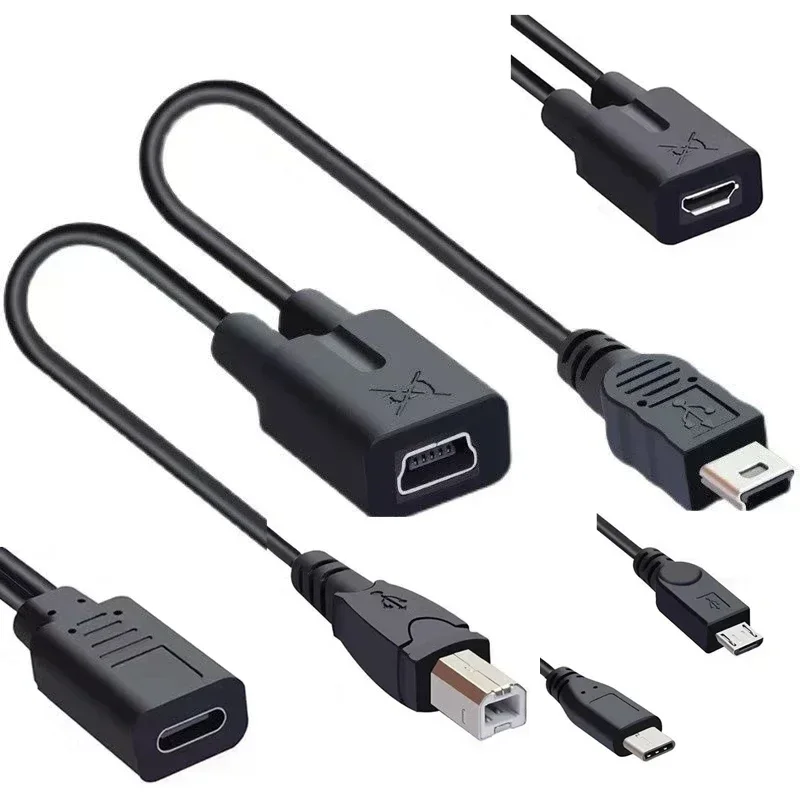 타입-C 미니 마이크로 USB 스플리터 Y 1 암컷에서 2 수컷 데이터 충전 케이블 연장 코드 전화기 데이터 동기화 USB C 미니 USB 케이블