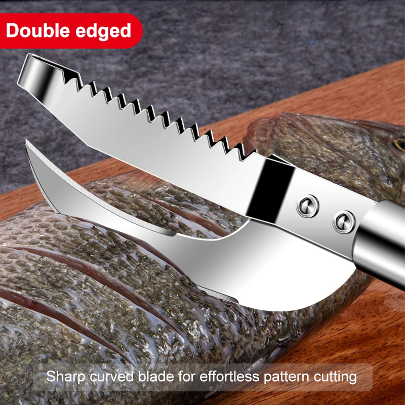 3 In 1 Stainless Steel Fish Scale Knife Cut/Scrape/Dig Maw Sawtooth Peelers Fast Cleaner Remove Skin Brush Kitchen Accessories