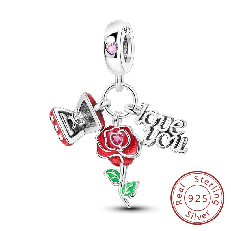 Red Series Sterling Silver Charm - Suitcase, Wine, Heels & Cherry Design