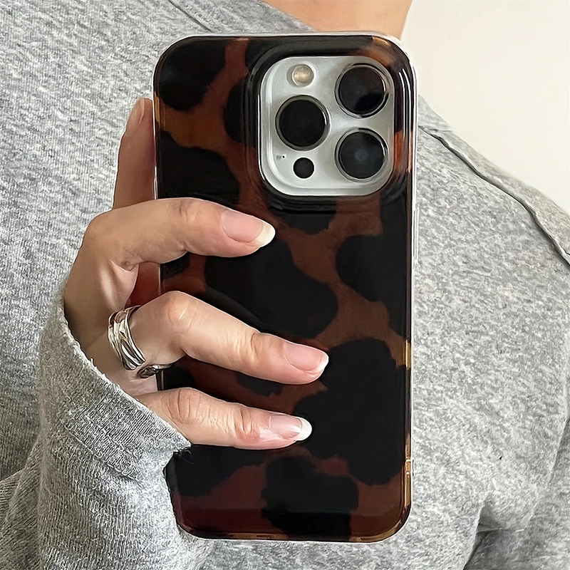 Retro Leopard Print Color Block Silicone Phone Case - Soft Cover