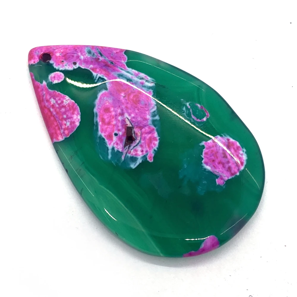 5pcs/pack Natural Stone Beads Water Drop-shaped Green Pattern Suitable for DIY Making Necklace Earrings Jewelry Accessories