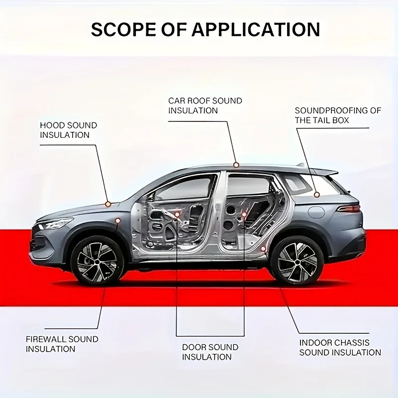 5MM 10/20/30pcs Car Soundproof Insulation Panels Self-Adhesive Heat & Noise Insulation Barriers for Doors Engine Roof