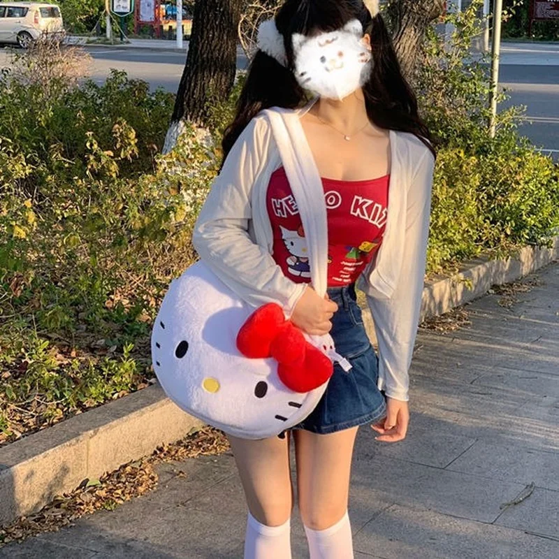 Sanrio Hello Kitty Suspenders Women Clothes Cute Vest Y2k Spicy Girl Soft  Stretchy Tank Top Female Cartoon Print White Camisole - AliExpress