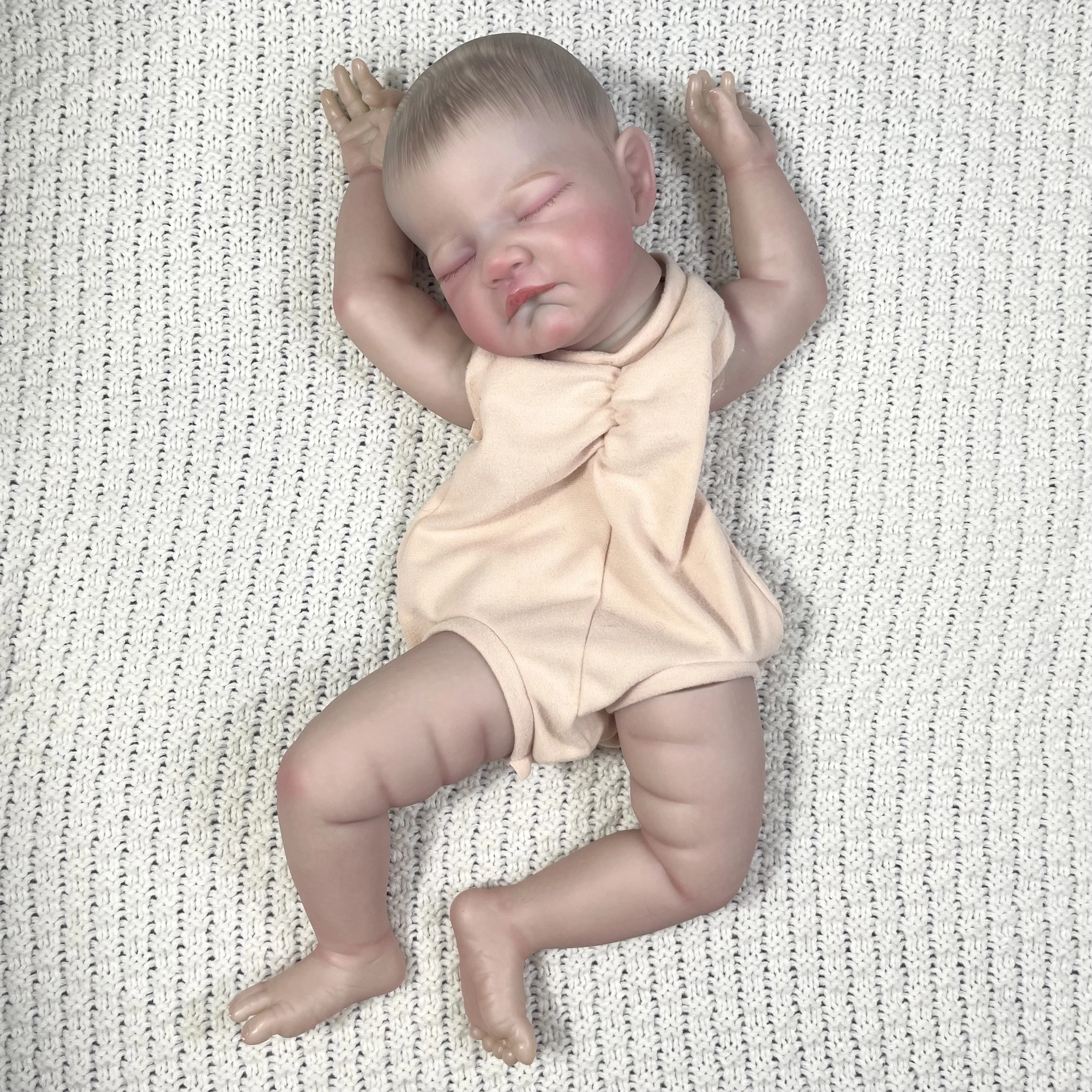 MRB 20inch Already Painted Reborn Doll Parts August Sleeping Baby 3D Painting with Visible Veins Cloth Body Included 3