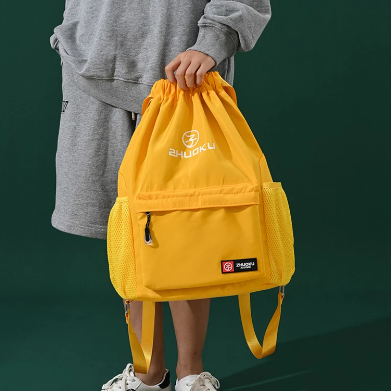 Women Both Shoulders Bag Fashion Drawstring Backpack School Sports Nylon Backpack Unisex Leisure Large Capacity Travel Backpacks