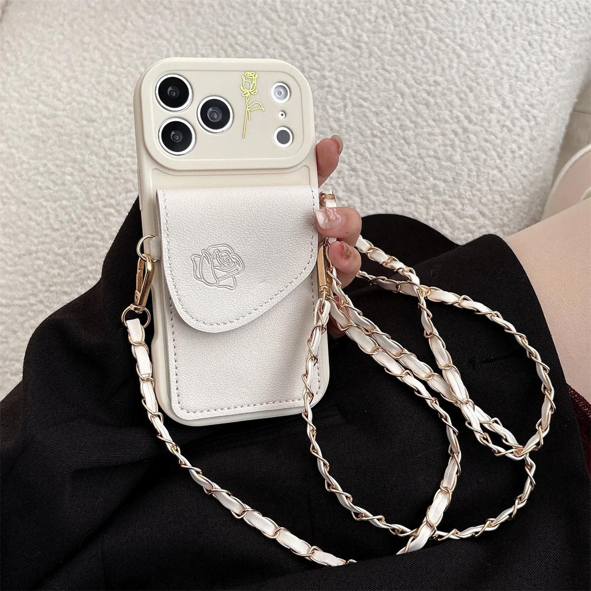 Versatile Crossbody Silicone Phone Case with Leather Wallet and Card Holder Slot