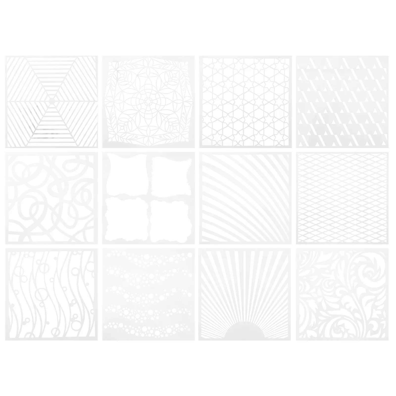 12개 그라피티 벽화 스텐실 혼합 패턴 펀칭 템플릿 DIY 스크랩북 공예 저널 노트북 페인팅용