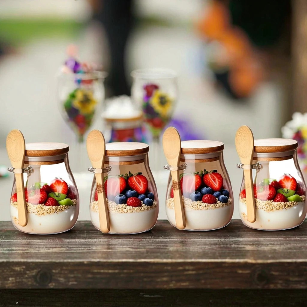 Glass jars with bamboo lids unboxing package contents