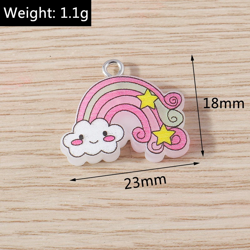 Tusember 15 Stück/Set niedliche bunte Stern-Wolken-Regenbogen-Anhänger für die Schmuckherstellung, Ohrringe, Halsketten, Anhänger, handgefertigtes Zubehör – Detail 2