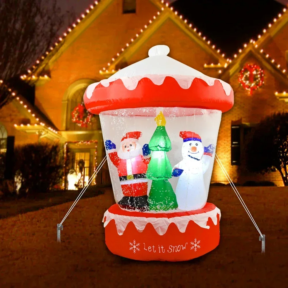 1.8m Christmas Decoration Inflatable Hot Air Balloon Snowflake Santa Snowman Inflatable Toy Outdoor Garden New Year Party Decor