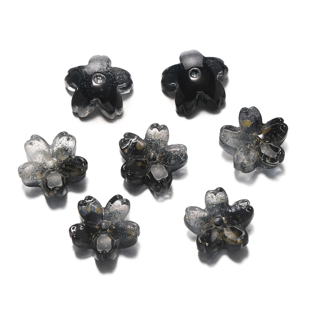 100 Perline Floreali Acriliche A Forma Di Fiore Di Ciliegio, Colori Gradient, 1.8 Cm, Per Gioielli Fai Da Te, Bracciali