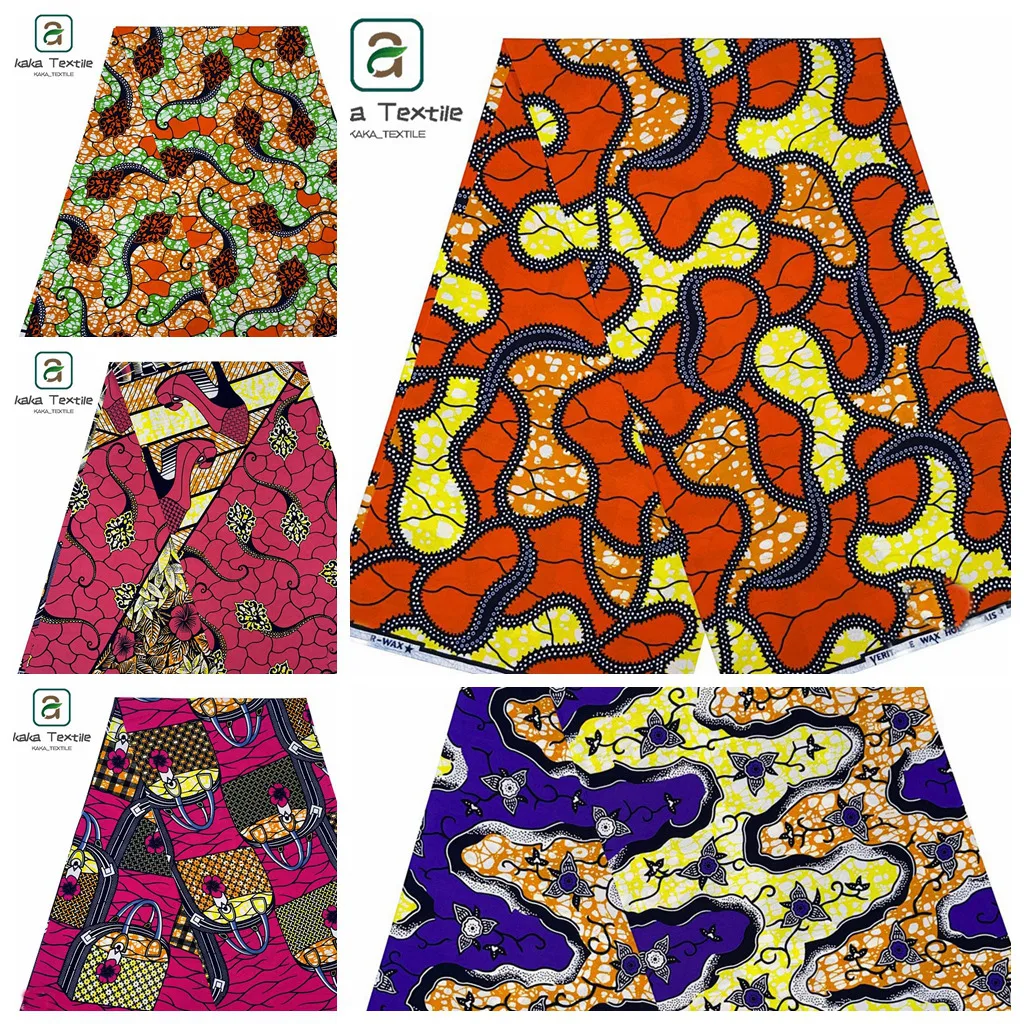 Super Good African Wax Fabric Real Prints Wax Cotton Material 6yards Soft Pagne Batik Classic Hot Sale For Sew