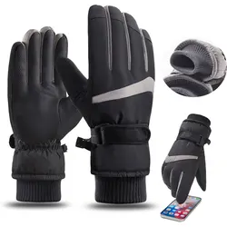 Winter Snowboard Ski Gloves Thick Soft Cotton-filled Warm Touch Screen Anti-slip for Cold Weather Outdoor Skiing and Cycling