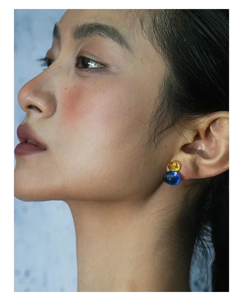 2026 Kontrastfarbene, hochtransparente Harz-Ohrstecker | Koreanischer Niedlicher Stil, hypoallergen | Weihnachtlicher Bohemian-Party-Schmuck – Detail 7