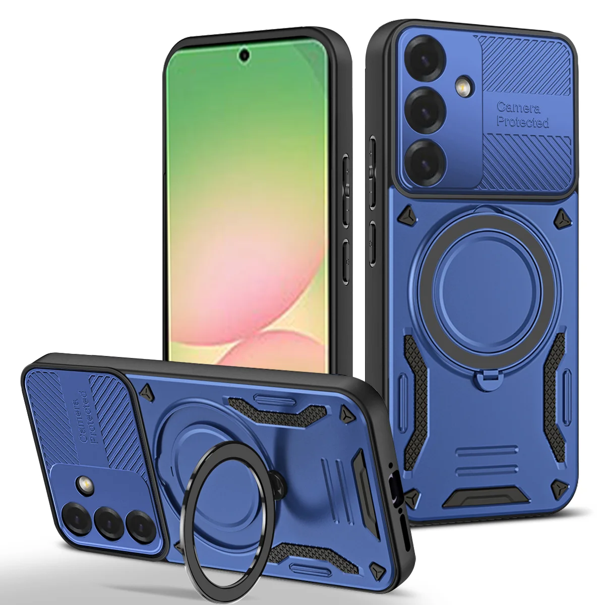Enhanced Magnetic Case with 360° Rotating Kickstand and Lens Protection - Tough PC Cover