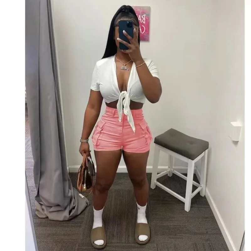 High Waisted Pockets Shorts Wholesale Women Clothing Cargo Short Pants 2023 New Camouflage Green Shorts Y2k Fall Streetwear