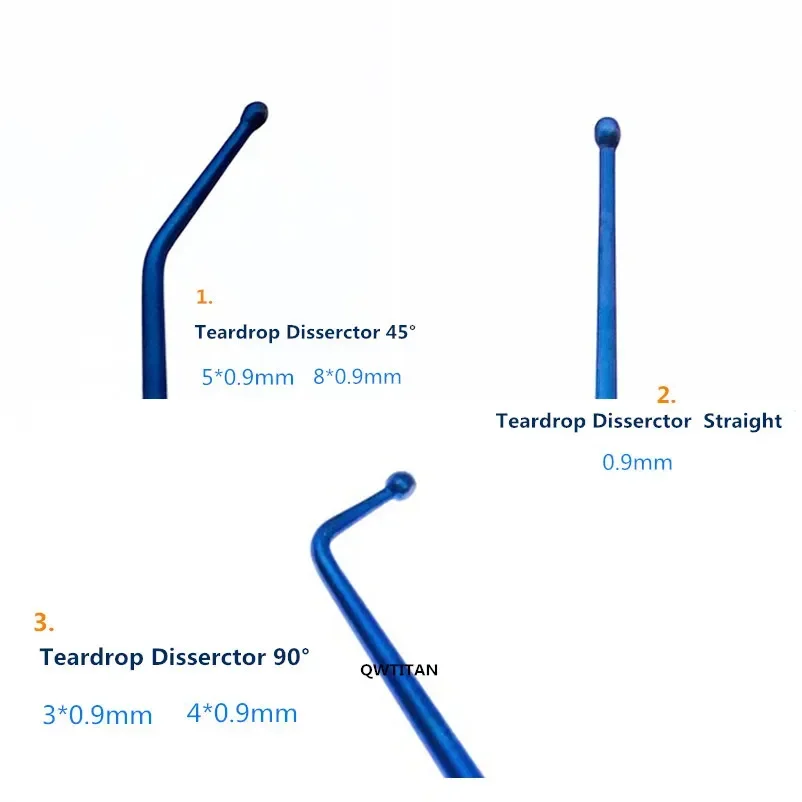 21cm Titanium Micro Nerve Hook Vessel Hook Micro Spatula Dissectors Curette Nerve Teardrop Disserctor