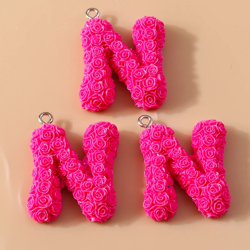 10 stücke neue bunte Blume Initiale 26 Buchstaben Charms für Ohrringe Halskette A-Z Alphabet Anhänger DIY Schmuck Herstellung Zubehör – Detail 10