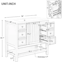 36" Bathroom Vanity with Sink Combo, Bathroom Sink Cabinet One Cabinet and Three Drawers, Solid Wood and MDF Board, Black 2