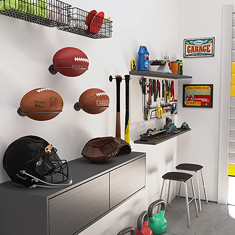 Rugby Rack Ball Display Holder Football Basketball Storage Shelf Wall Mounted Iron Space Saving Living Room Bedroom Wall Rack