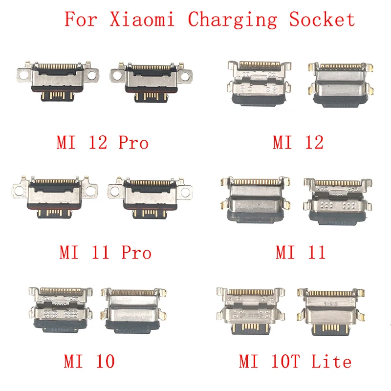 

10Pcs/Lot USB Charging Connector Port Dock Socket For Xiaomi 12 11 10 11T 10T 11X 11i Charging Port Repair Parts