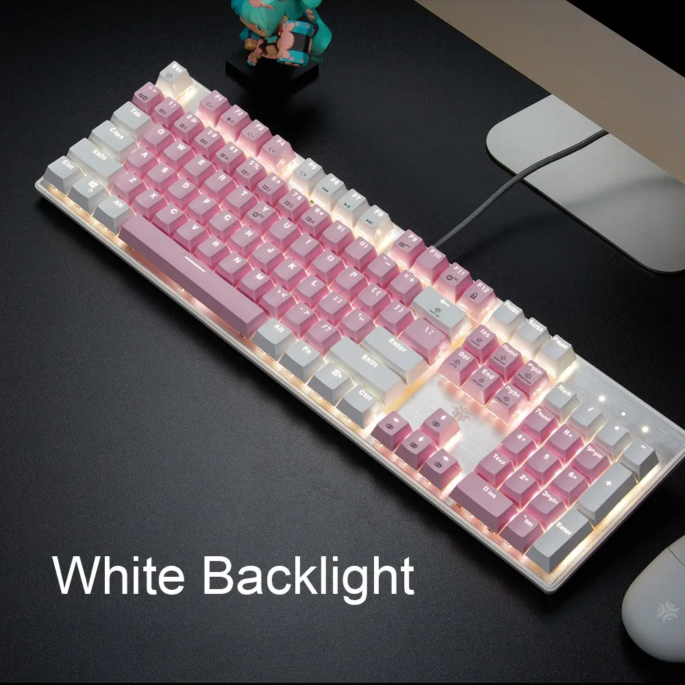 HEXGEARS GK715S 기계식 키보드 104키 PBT 키캡 Kailh 레드 스위치 핫 스왑 화이트 백라이트 게임용 키보드 및 작업용 타이핑