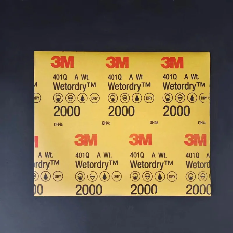 3M 401Q 2000 Grit Wet/Dry Sandpaper Sheet-Large 227x280mm Abrasive For Car Paint Metal & Musical Instrument Polishing