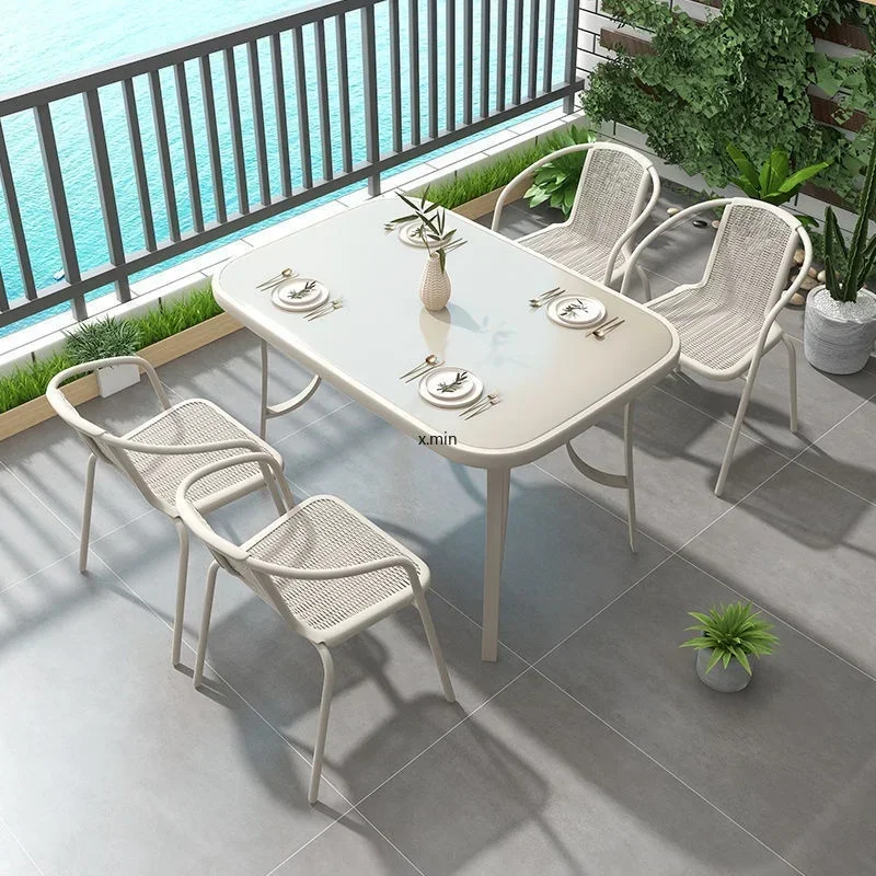 Outdoor Table and Chair Combination Outdoor Courtyard Balcony Dining Chair Table Milk Tea Shop Leisure Area Outside