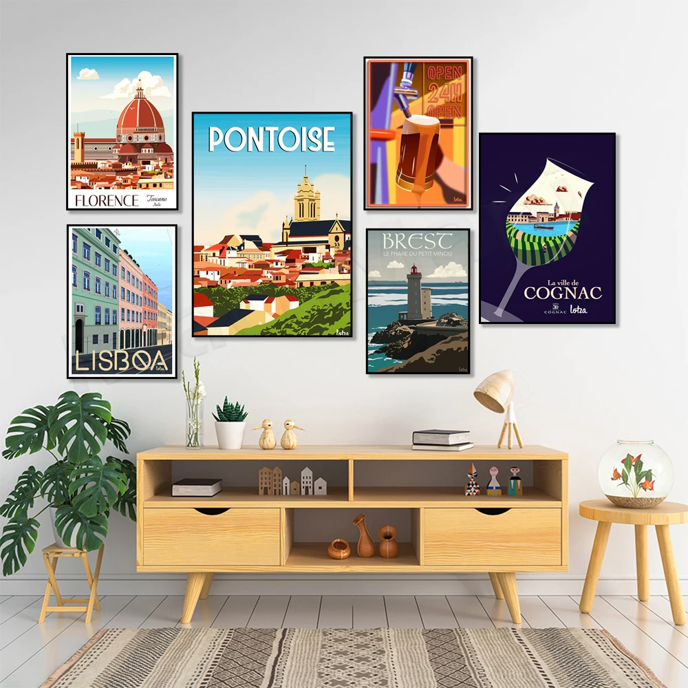 Fumé-Gare Des Bannetabins, Brest - Petit Minou Lighthouse, Pontoise - Ile-De-France, Bordeaux, Cognac Grands Crus Poster Ma