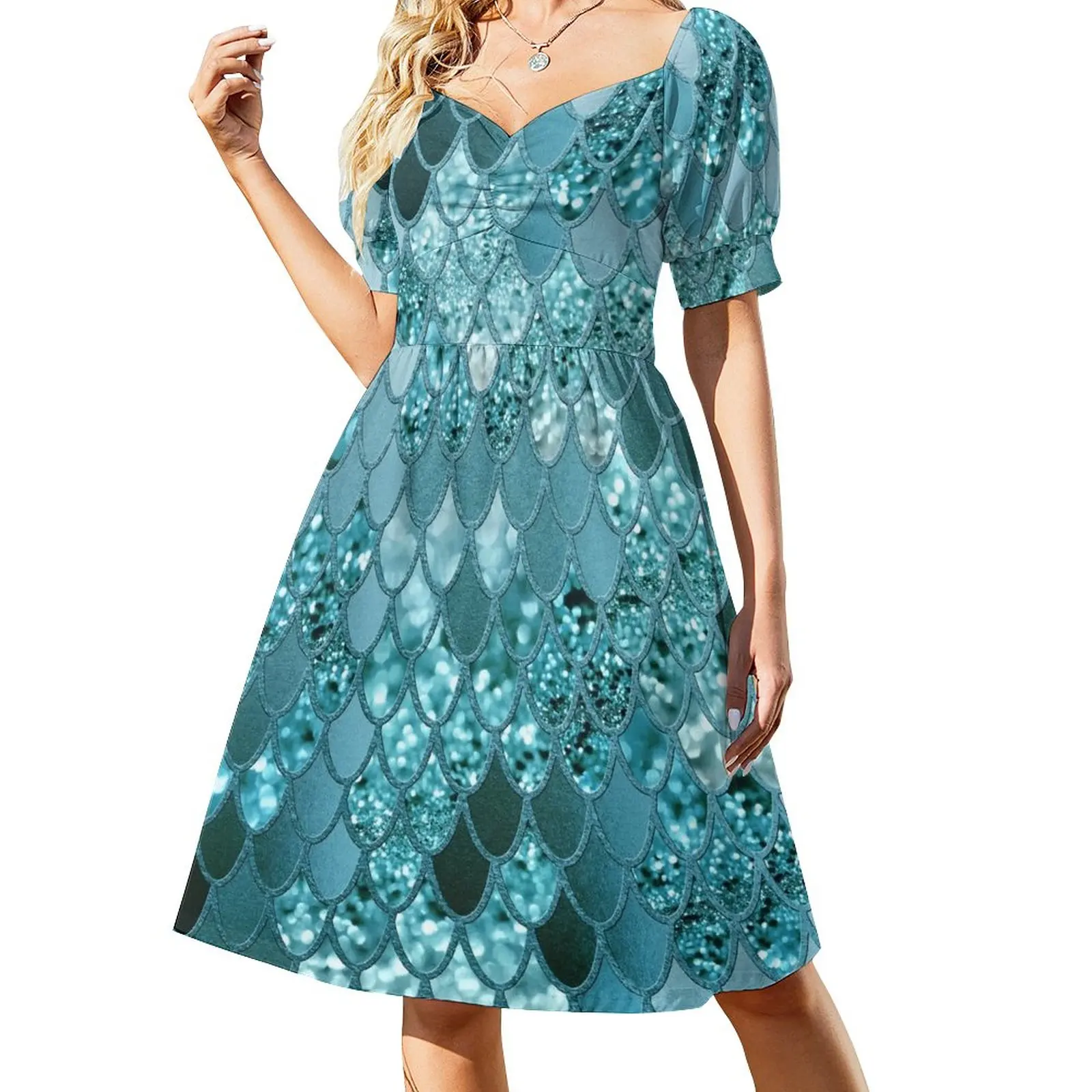 

Mermaid Glitter Scales #4 (Faux Glitter) #shiny #decor #art Sleeveless Dress elegant dress long dress women summer