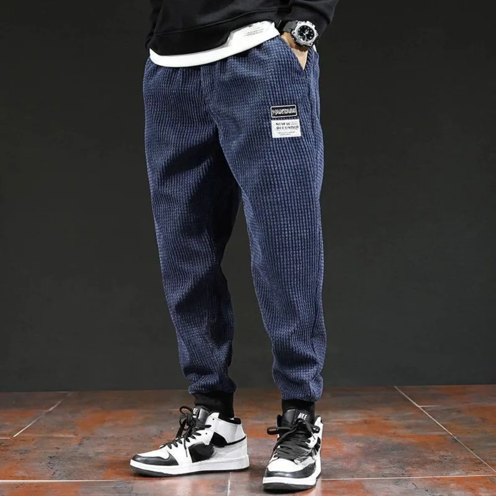 Men's Solid Color Baggy Corduroy Pants 2023 Spring Fashion Streetwear Corduroy Pants Men Cargo Pants Loose Casual Trousers Men