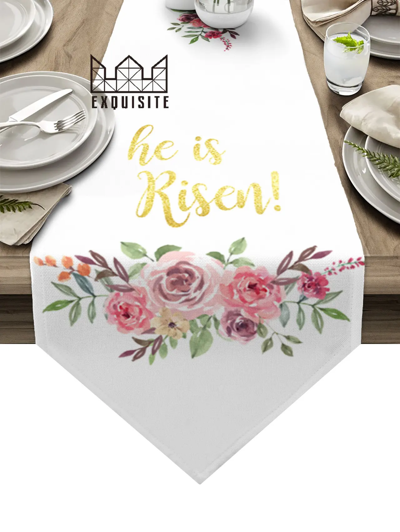 Easter Spring Flower Table Runner Country Wedding Decoration Tablecloth