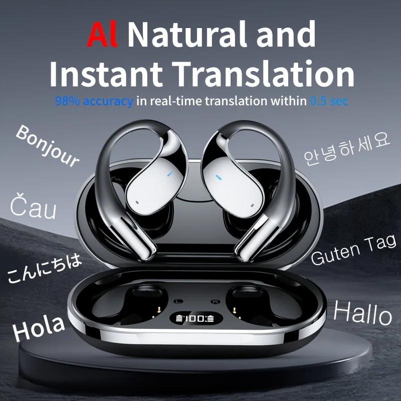 AI Language Translation Wireless Earbuds Q39, 3-in-1 Translator Earbuds Real Time Ai Headphones 144-Languages Translation 3