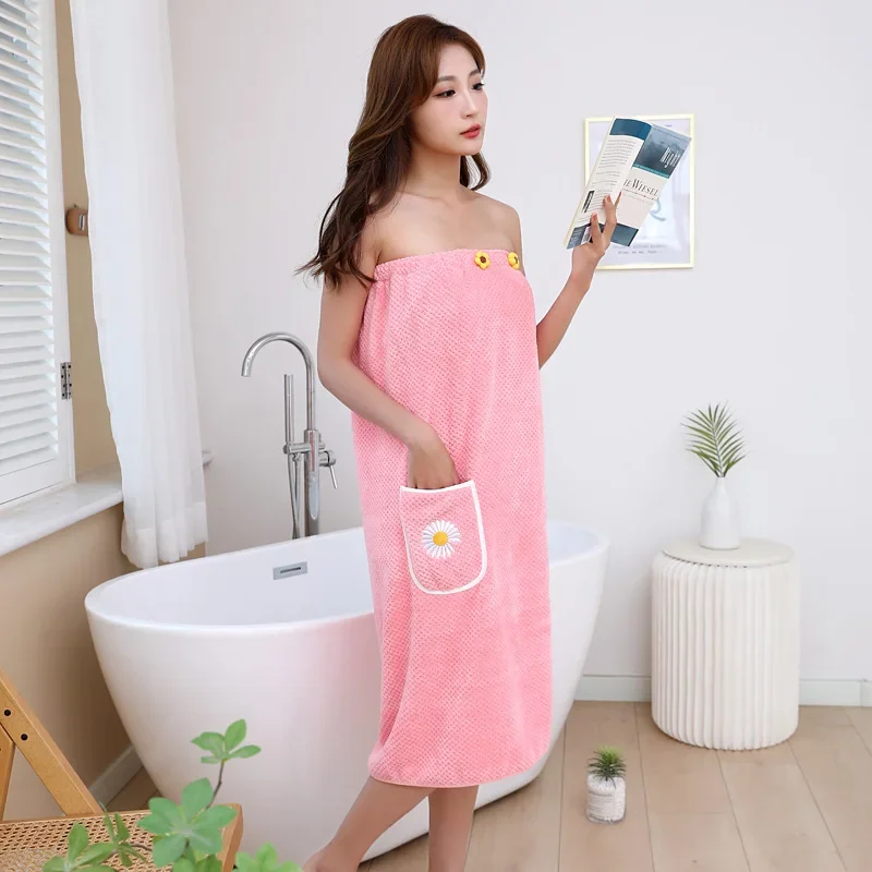 Womens Bath Towels Girls Wearable Fast Drying Bathing Beach Spa Bathrobes Wash Clothing Shower Bath and Gym Towel Sleeping Robe