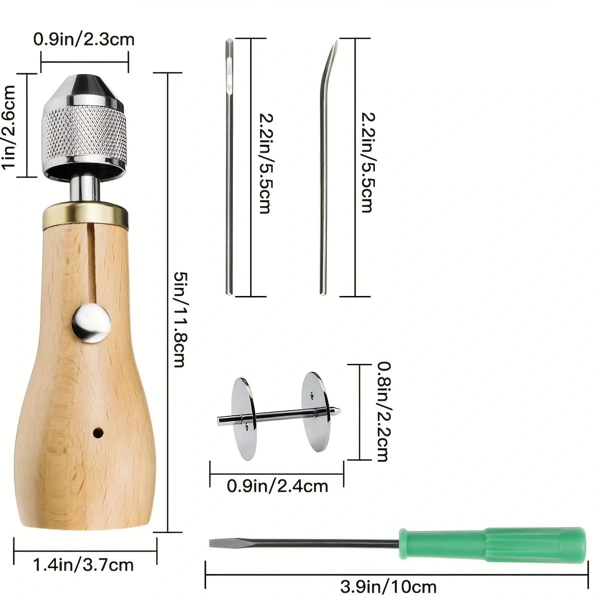 Description Picture 3 of itemLeather Sewing Machine Kit with Handheld Sewing Machine, Two Needles, Three Shoe Threads in Black White Brown for Leather DIY