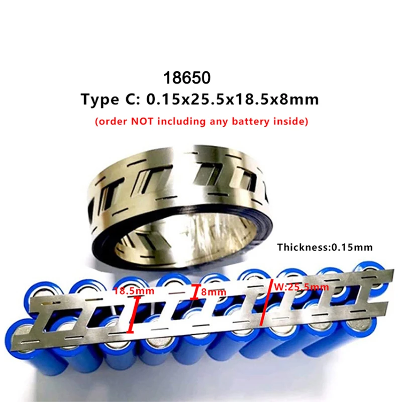 Battery strip 1M 0.15x27mm 2P nickel plated steel lithium T2 copper for 18650/21700 battery pack welding