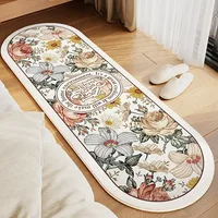 Rug for Bedroom Floor Mat Bedside Long Foot Mats Oval Carpet Soft Fluffy Spring Summer Flower Home Decoration Rugs 침실 긴 카펫 1