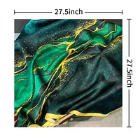 27.5" Dark Green River Print Neckerchief Vintage Imitation Silk Square Scarf Bandana Breathable Head Wrap Hair Accessories 6