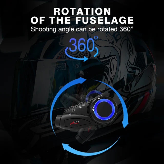 Interphone Moto Maxto M3 Bluetooth Avec Caméra 1080p - 1000m - 6 Voies - Étanche IP65