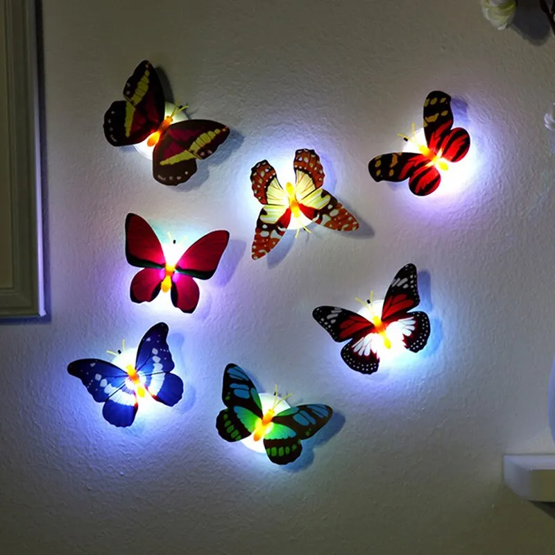 12 PCS 3D Glow Butterfly Wall Stickers Self-Adhesive LED Night Lights for Bedroom Decor, Kids Safe Luminous Nursery Decals